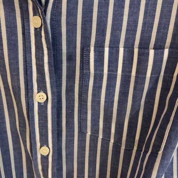 J Crew Tie-Front Blue and White Striped Shirt XS - Picture 4 of 5